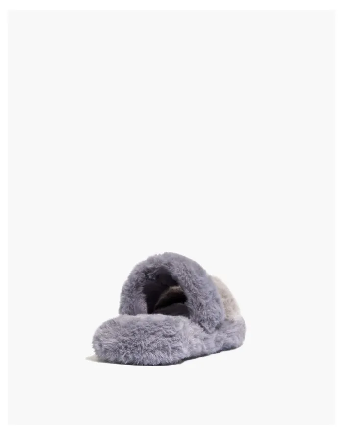 Women Two Strap Scuff Slippers In Recycled Faux Fur Dusty Pool Multi Madewell Slippers