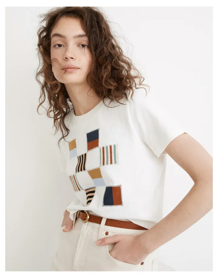 Women Upcycled Patchwork Supercrop Tee Lighthouse Madewell Tees Women Upcycled Patchwork Supercrop Tee Lighthouse Madewell Tees