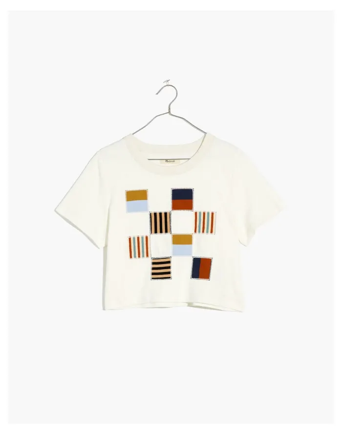 Women Upcycled Patchwork Supercrop Tee Lighthouse Madewell Tees Women Upcycled Patchwork Supercrop Tee Lighthouse Madewell Tees