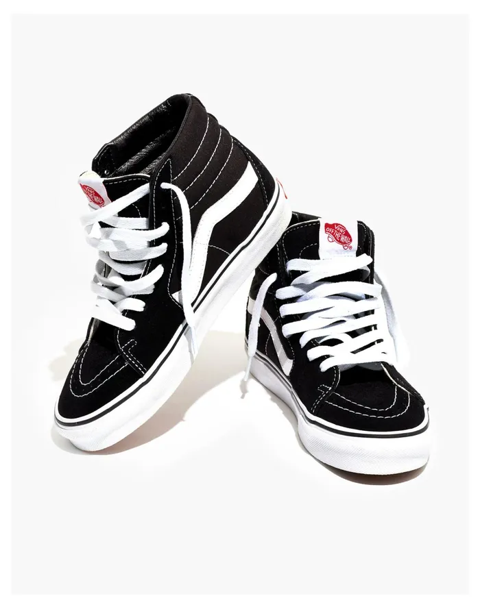 Women Vans Unisex SK8 Hi High Top Sneakers In Black Suede And Canvas Black Madewell Sneakers