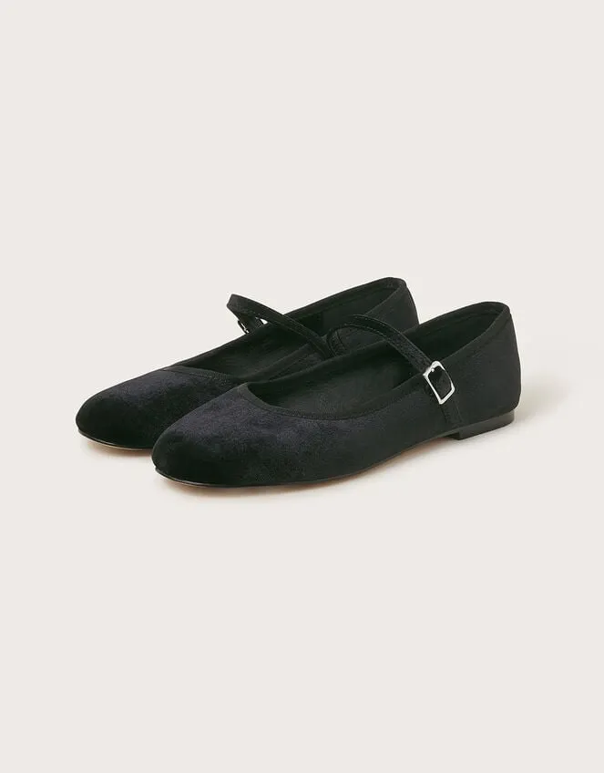 Women Velvet Ballet Flats Black Monsoon Sandals