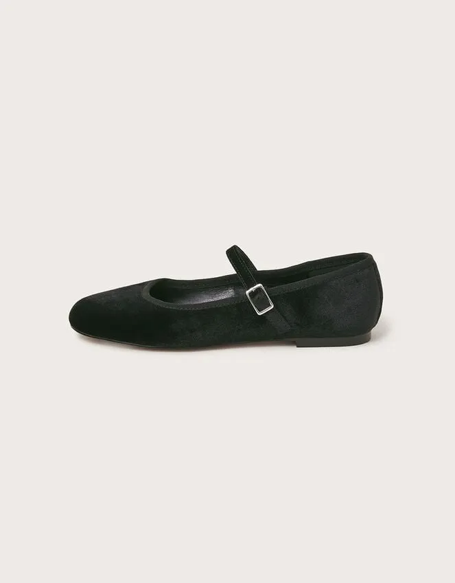 Women Velvet Ballet Flats Black Monsoon Sandals