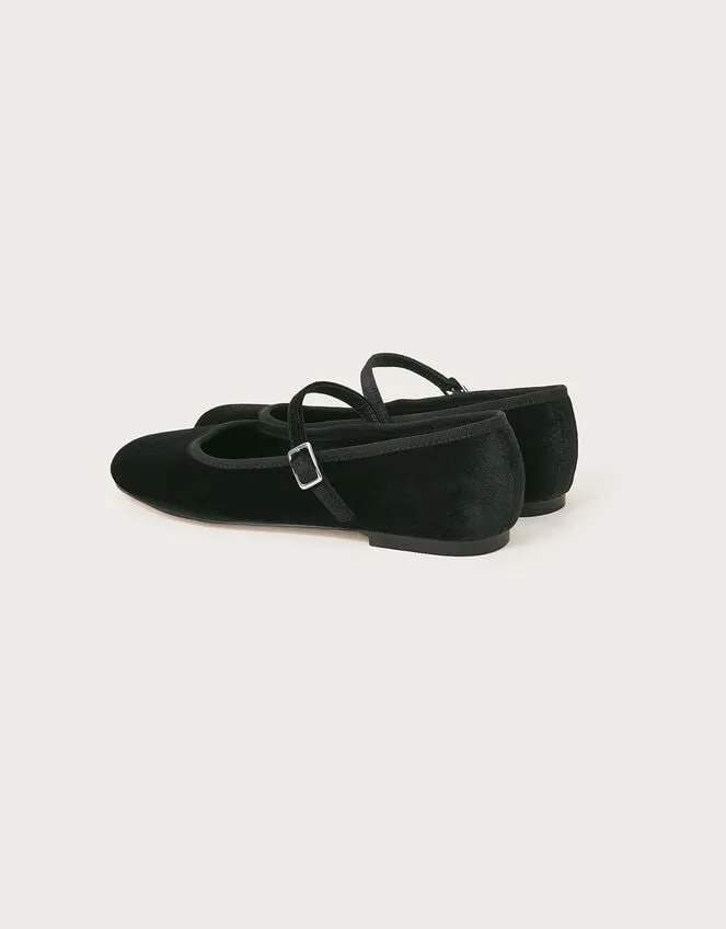 Women Velvet Ballet Flats Black Monsoon Sandals