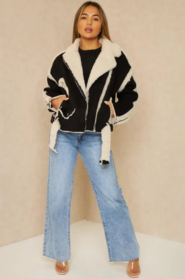 Women Veste Aviateur Noire En Sudine Et Dtails Peau De Mouton cru Black Brentiny Paris Jackets Women Veste Aviateur Noire En Sudine Et Dtails Peau De Mouton cru Black Brentiny Paris Jackets