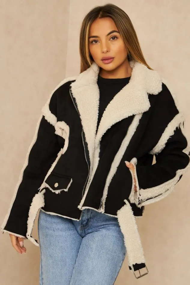 Women Veste Aviateur Noire En Sudine Et Dtails Peau De Mouton cru Black Brentiny Paris Jackets Women Veste Aviateur Noire En Sudine Et Dtails Peau De Mouton cru Black Brentiny Paris Jackets
