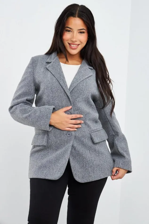 Women Veste Blazer Grise MiLongue Chine Grey Brentiny Paris Jackets