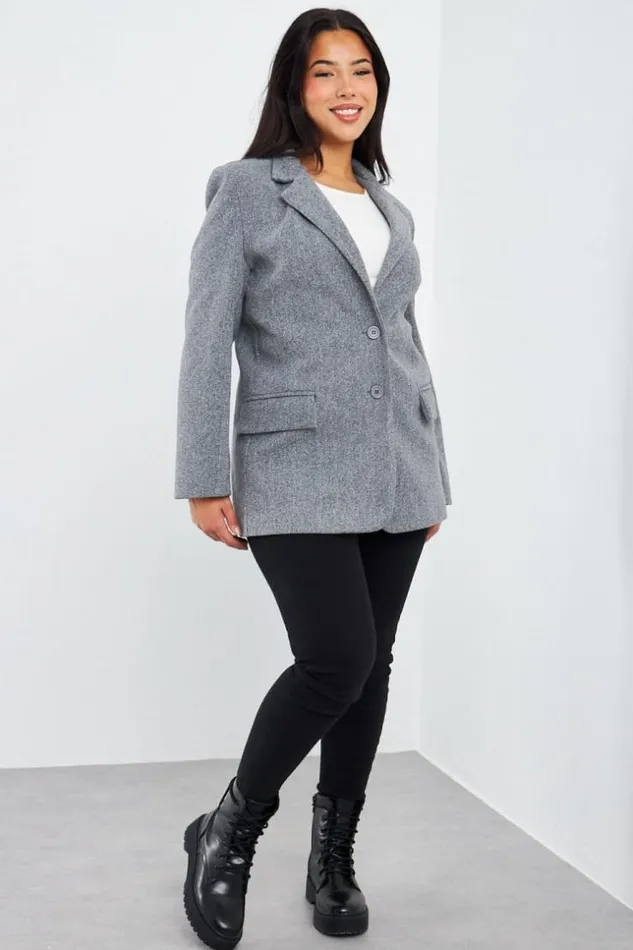 Women Veste Blazer Grise MiLongue Chine Grey Brentiny Paris Jackets
