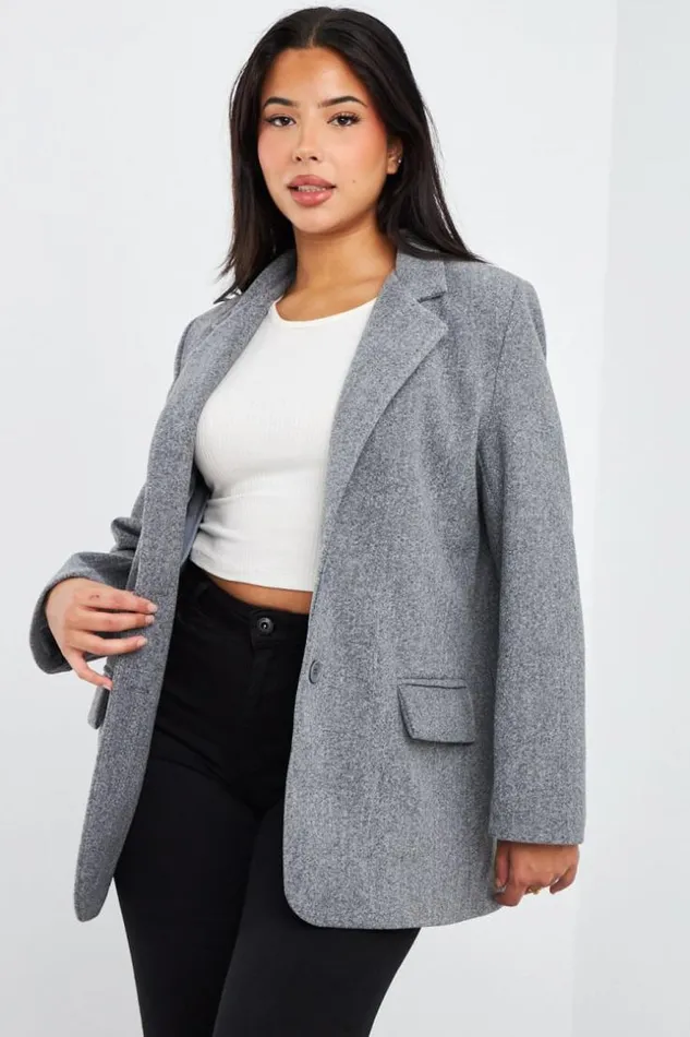 Women Veste Blazer Grise MiLongue Chine Grey Brentiny Paris Jackets