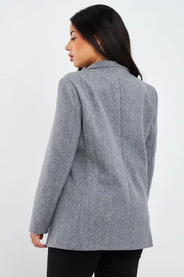 Women Veste Blazer Grise MiLongue Chine Grey Brentiny Paris Jackets