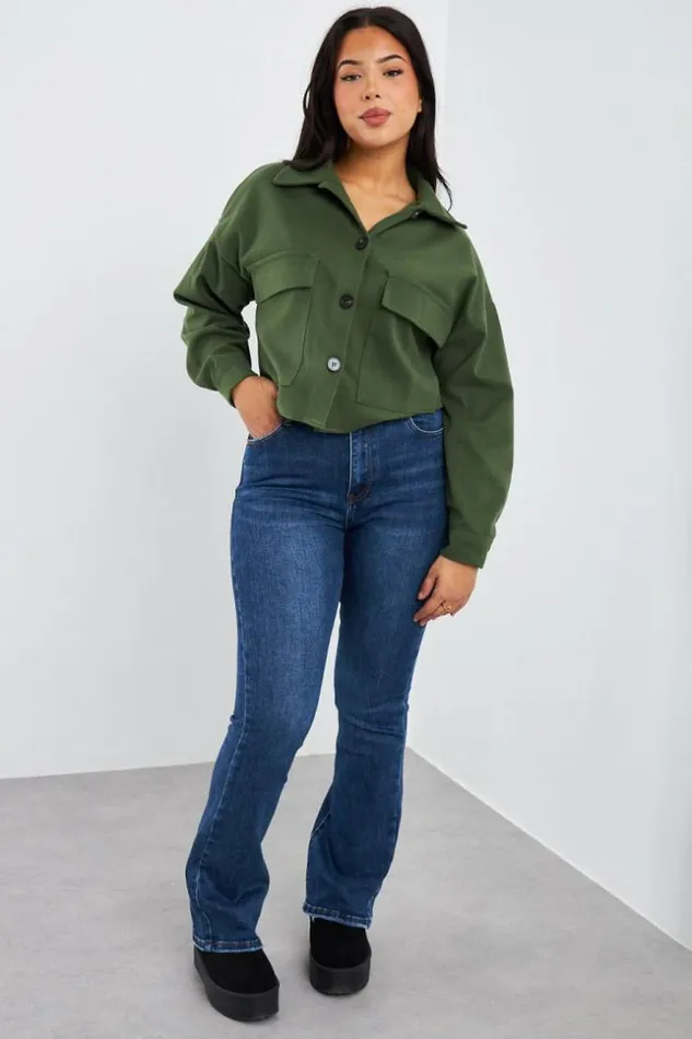 Women Veste Courte Kaki En Sudine Khaki Brentiny Paris Jackets