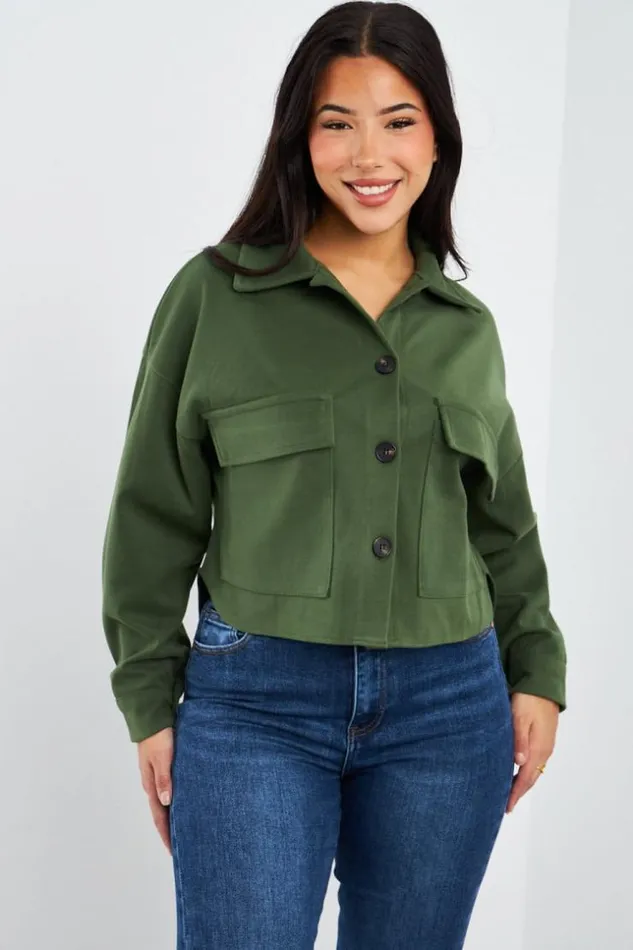Women Veste Courte Kaki En Sudine Khaki Brentiny Paris Jackets