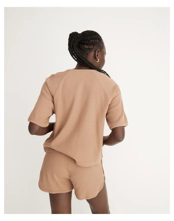 Women Waffle Knit Short Pajama Set Faded Earth Madewell Pajamas Women Waffle Knit Short Pajama Set Faded Earth Madewell Pajamas