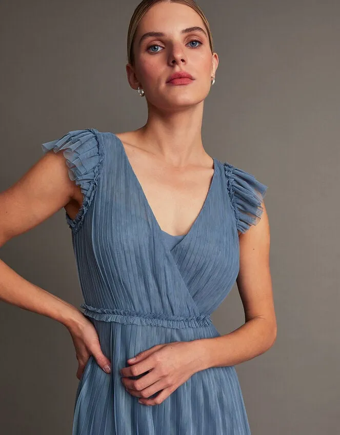 Women Wendy Pleated Maxi Dress Blue Monsoon Dresses