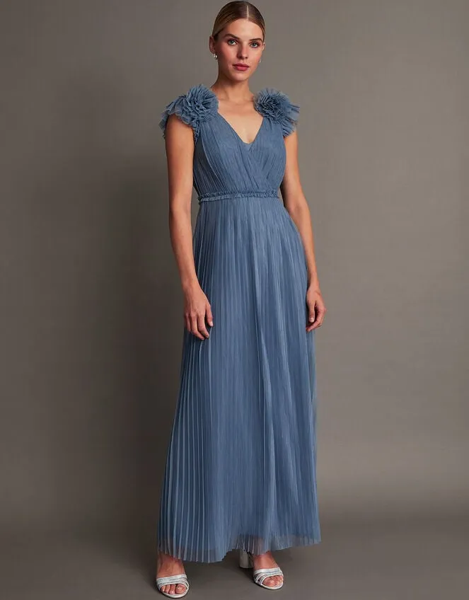 Women Wendy Pleated Maxi Dress Blue Monsoon Dresses