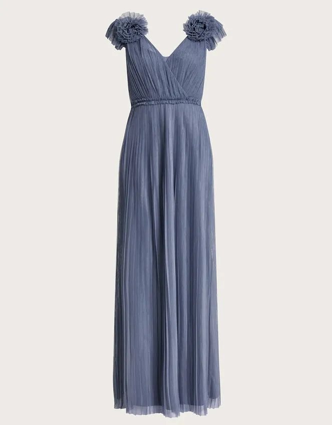 Women Wendy Pleated Maxi Dress Blue Monsoon Dresses