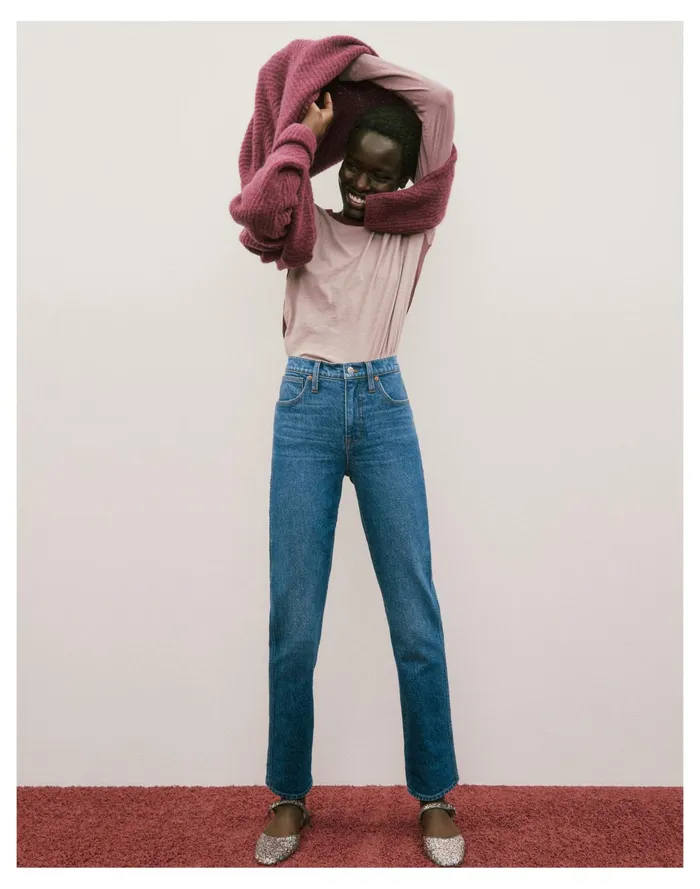 Women Whisper Cotton Rib Crewneck Long Sleeve Tee In Colorblock Vintage Petal Madewell Tees