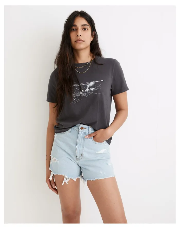 Women White Sands Softfade Cotton Oversized Tee Coal Madewell Tees