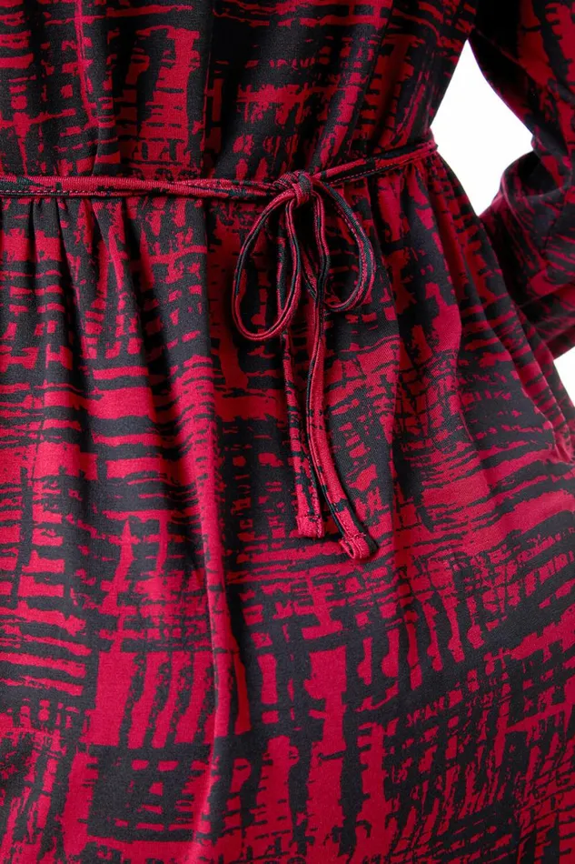 Women Wine Petite Abstract Print Fit and Flare Dress Roman Dresses