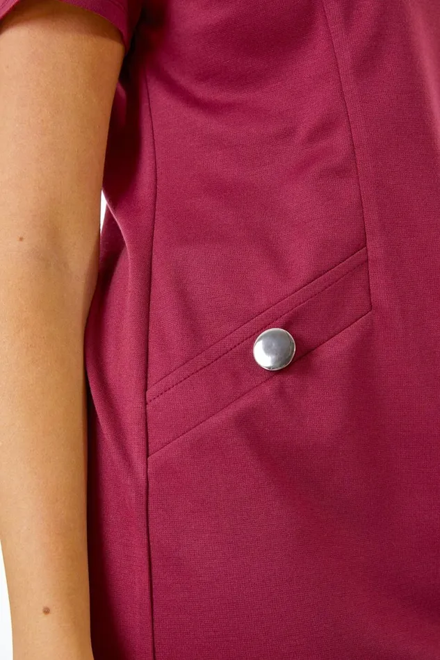 Women Wine Petite Pocket Tunic Dress Roman Dresses