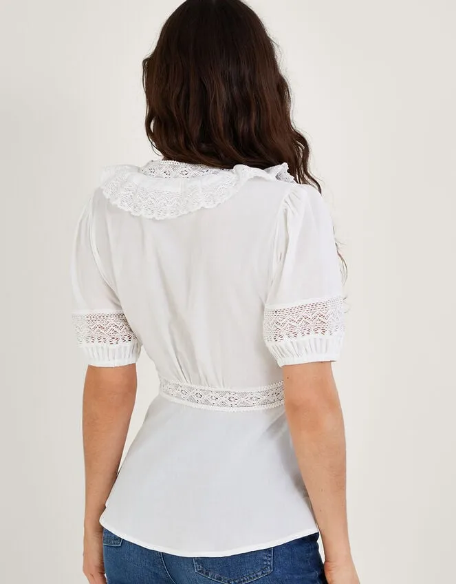 Women Winifred Wrap Top In Sustainable Cotton White Monsoon Tops and Blouses