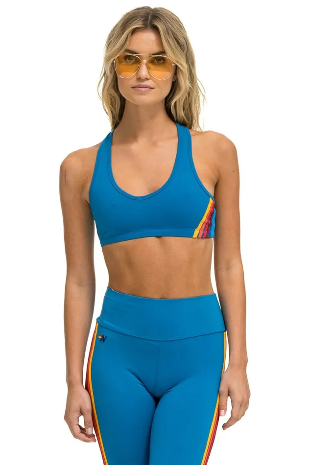 Women WOMEN039S 5 STRIPE VCUT SPORTS BRA 8211 CARRIBEAN Aviator Nation SportsBras