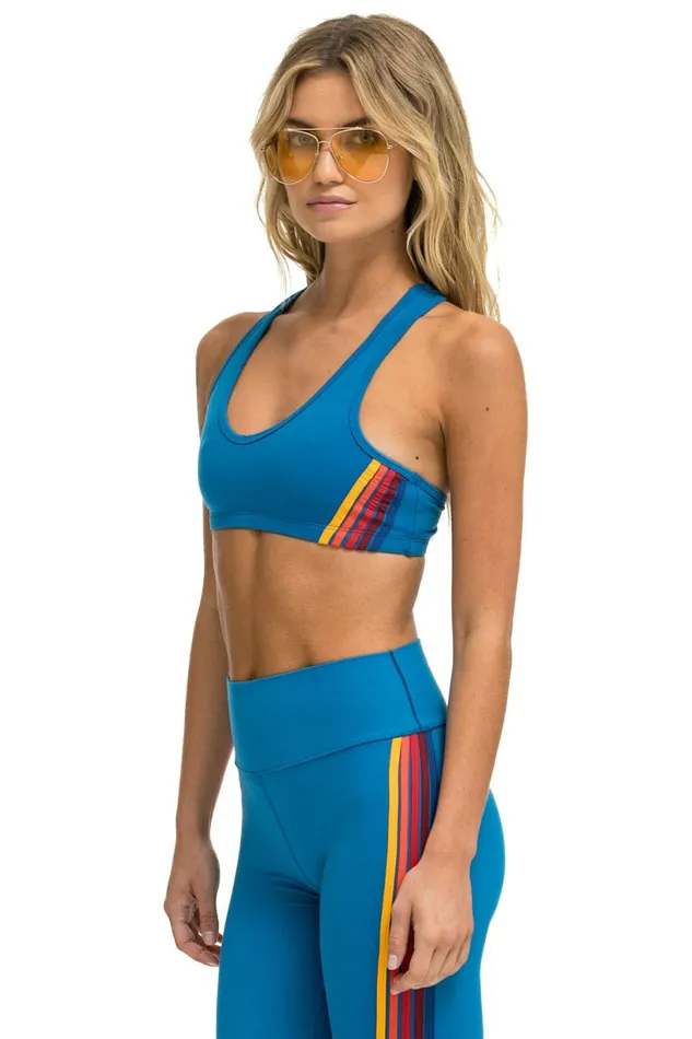 Women WOMEN039S 5 STRIPE VCUT SPORTS BRA 8211 CARRIBEAN Aviator Nation SportsBras Women WOMEN039S 5 STRIPE VCUT SPORTS BRA 8211 CARRIBEAN Aviator Nation SportsBras