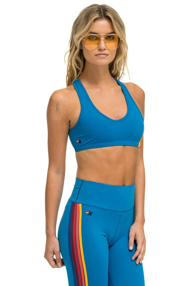 Women WOMEN039S 5 STRIPE VCUT SPORTS BRA 8211 CARRIBEAN Aviator Nation SportsBras Women WOMEN039S 5 STRIPE VCUT SPORTS BRA 8211 CARRIBEAN Aviator Nation SportsBras