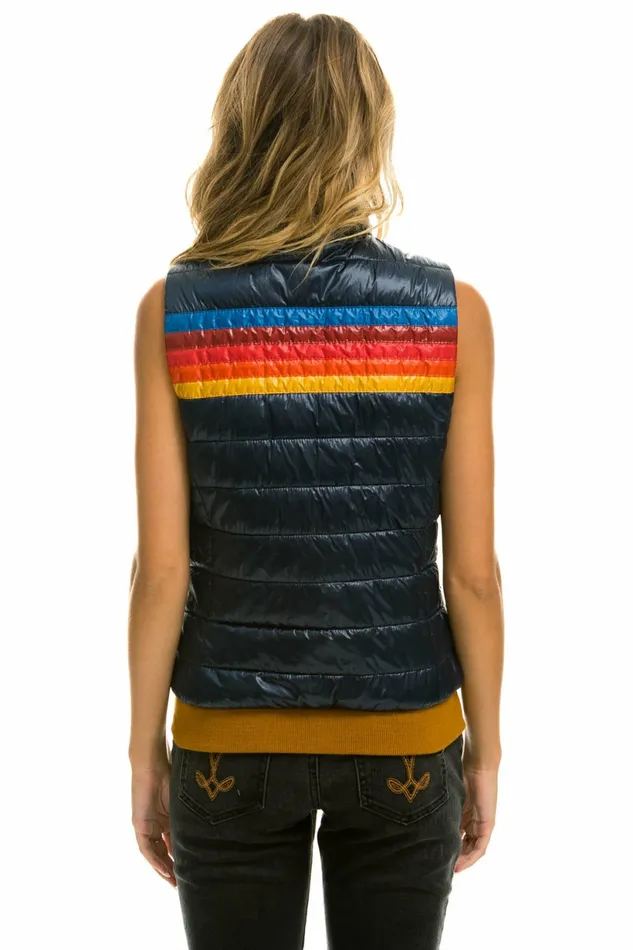 Women WOMEN039S 5 STRIPE VEST 8211 GLOSSY NAVY Aviator Nation Outerwear Women WOMEN039S 5 STRIPE VEST 8211 GLOSSY NAVY Aviator Nation Outerwear