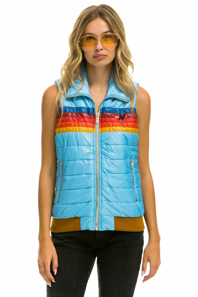Women WOMEN039S 5 STRIPE VEST 8211 GLOSSY SKY Aviator Nation Outerwear