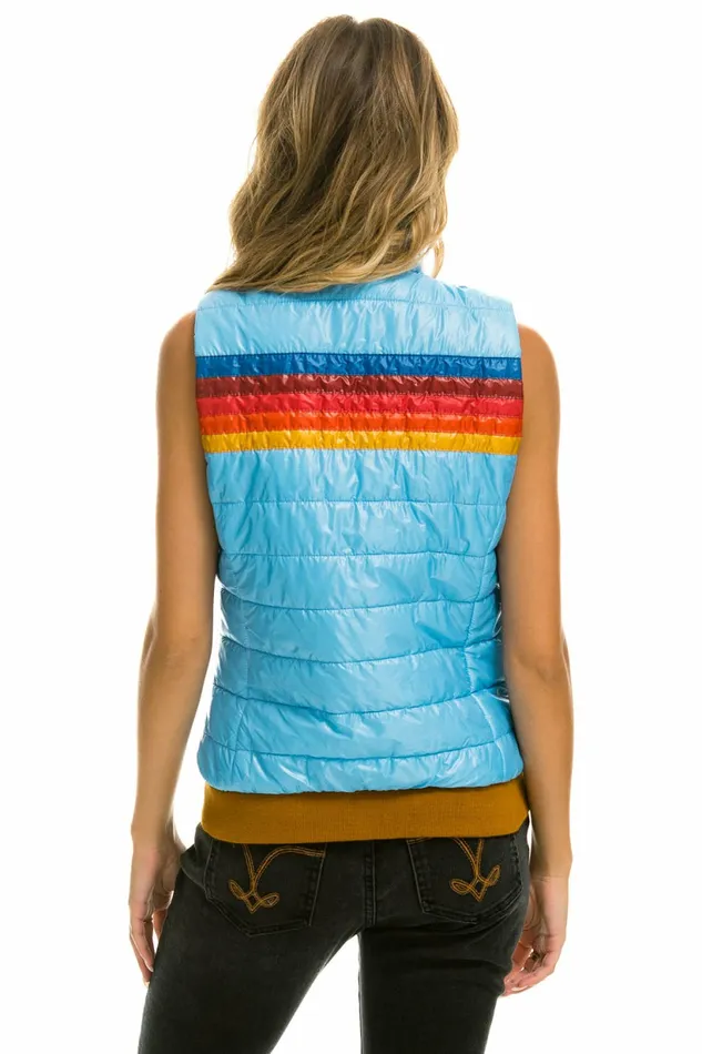 Women WOMEN039S 5 STRIPE VEST 8211 GLOSSY SKY Aviator Nation Outerwear Women WOMEN039S 5 STRIPE VEST 8211 GLOSSY SKY Aviator Nation Outerwear