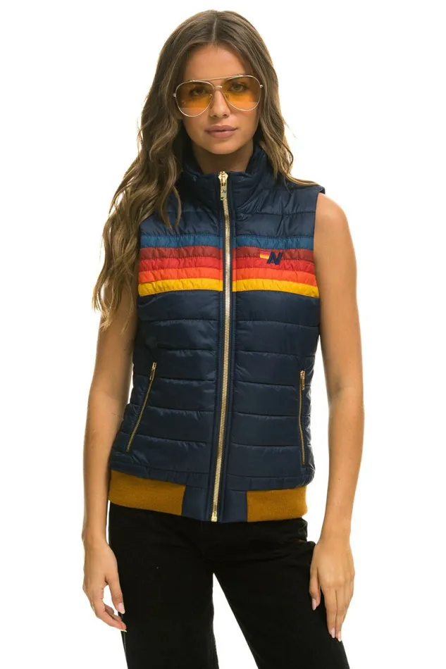 Women WOMEN039S 5 STRIPE VEST 8211 NAVY Aviator Nation Outerwear
