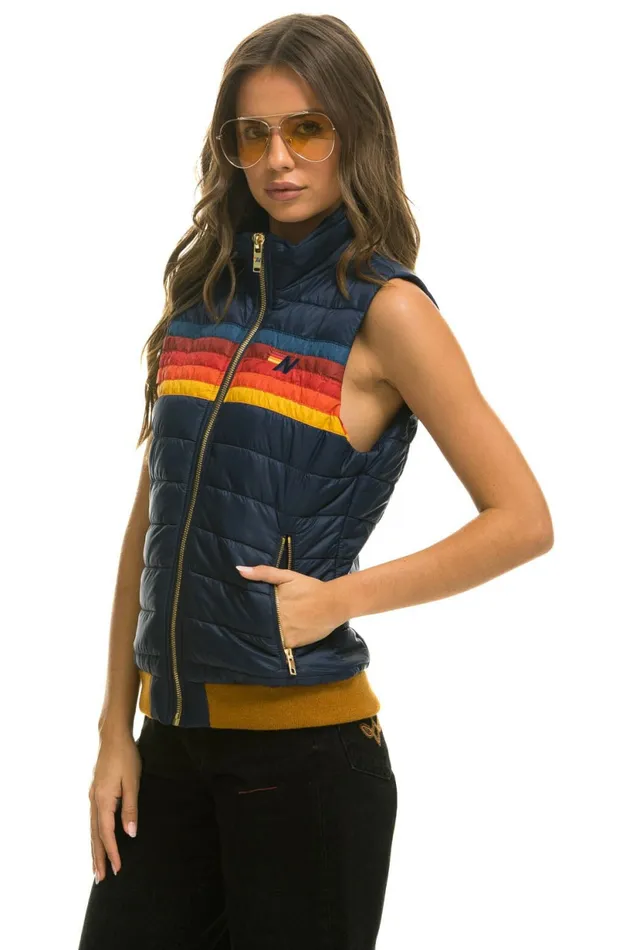 Women WOMEN039S 5 STRIPE VEST 8211 NAVY Aviator Nation Outerwear Women WOMEN039S 5 STRIPE VEST 8211 NAVY Aviator Nation Outerwear