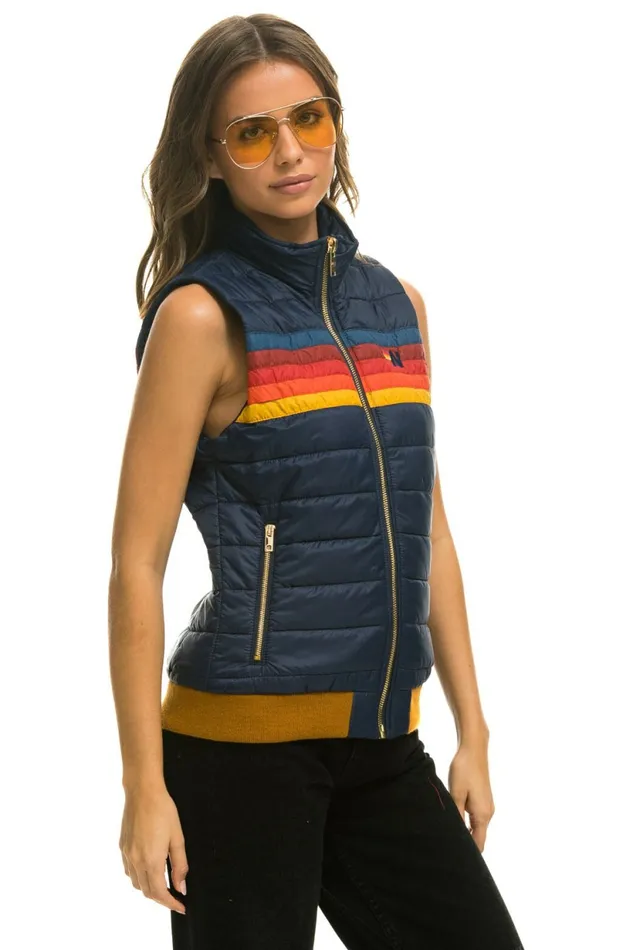 Women WOMEN039S 5 STRIPE VEST 8211 NAVY Aviator Nation Outerwear Women WOMEN039S 5 STRIPE VEST 8211 NAVY Aviator Nation Outerwear