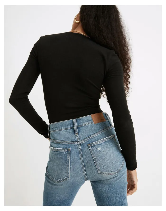 Women Wrap Thong Bodysuit True Black Madewell Tees Women Wrap Thong Bodysuit True Black Madewell Tees