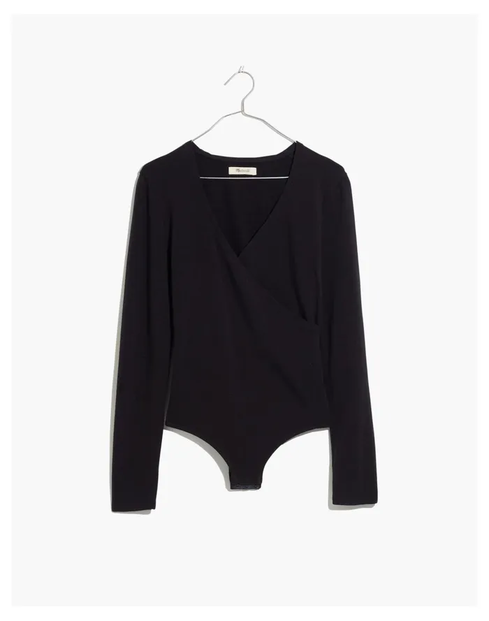 Women Wrap Thong Bodysuit True Black Madewell Tees Women Wrap Thong Bodysuit True Black Madewell Tees