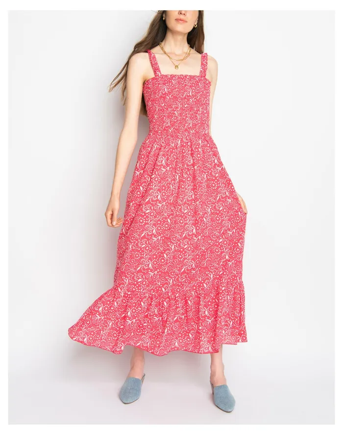 Women WVN Sita Dress Frequency Wildflower Blockprint Pink Madewell Dresses