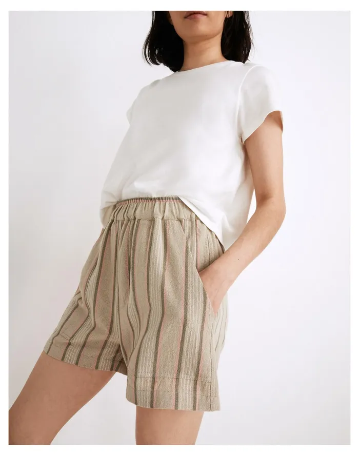 Women X Oddbird Striped Linen Cotton Lounge Pull On Shorts Neutral Madewell Pajamas Women X Oddbird Striped Linen Cotton Lounge Pull On Shorts Neutral Madewell Pajamas