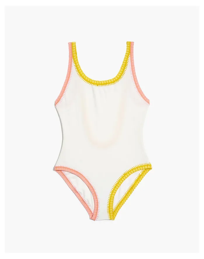 Women X Solid and Striped Crochet Trim Anne Marie One Piece Swimsuit Brule Madewell Swim Women X Solid and Striped Crochet Trim Anne Marie One Piece Swimsuit Brule Madewell Swim