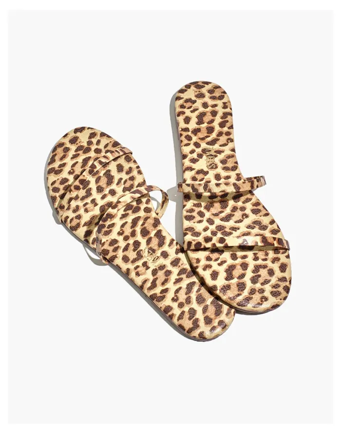 Women X TKEES Gemma Leather Sandals In Leopard Print Leopard Madewell Sandals