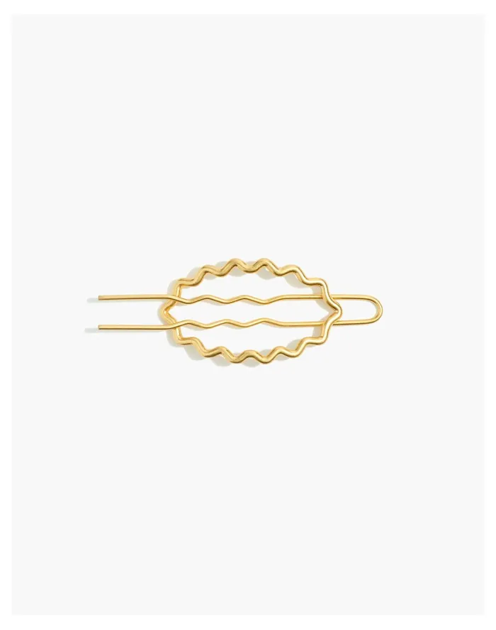 Women Zigzag Oval Hair Slide Vintage Gold Madewell Hair Accessories