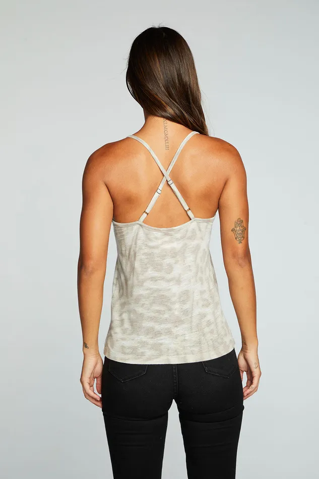 Womens Linen Jersey Strappy Ruffle Cami Tops Chaser Brand