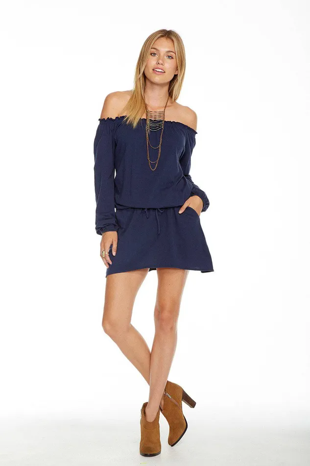 Womens Loungewear Chaser Brand COTTON JERSEY SHIRRED BOHO HI LO MINI DRESS