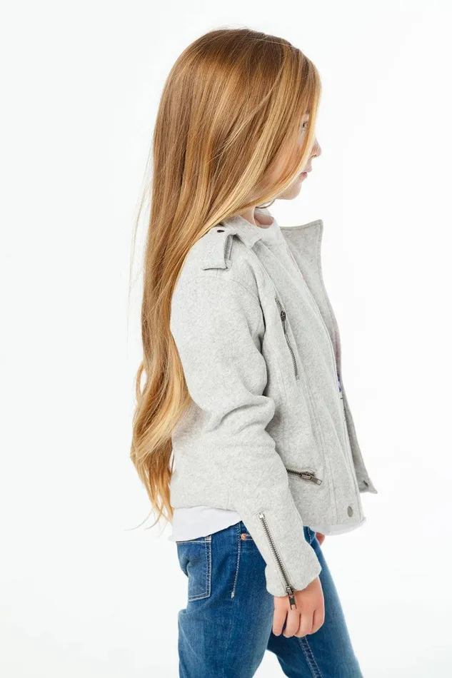 Womens Outerwear Chaser Brand COTTON FLEECE MOTO JACKET W ZIPPERS