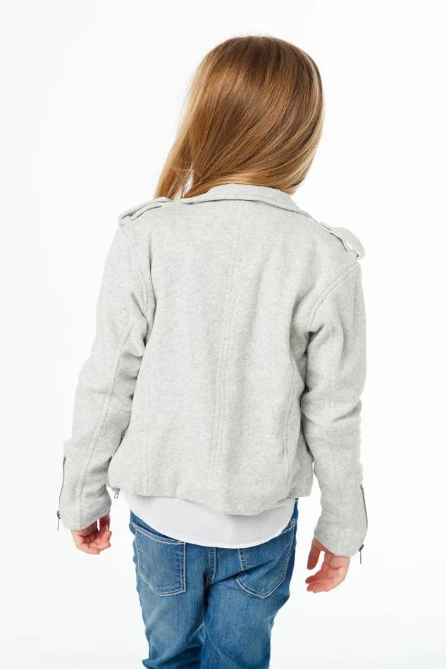 Womens Outerwear Chaser Brand COTTON FLEECE MOTO JACKET W ZIPPERS