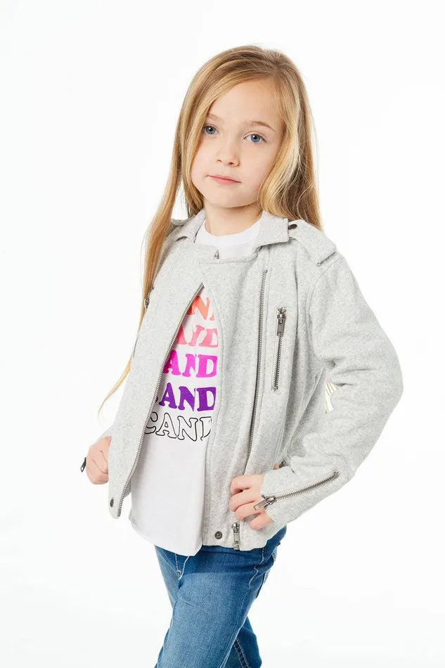 Womens Outerwear Chaser Brand COTTON FLEECE MOTO JACKET W ZIPPERS