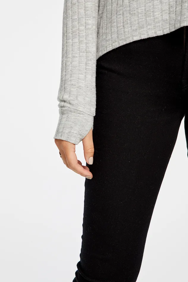 Womens Outerwear Chaser Brand Poor Boy Rib V Neck Thumbhole Pullover Hoodie