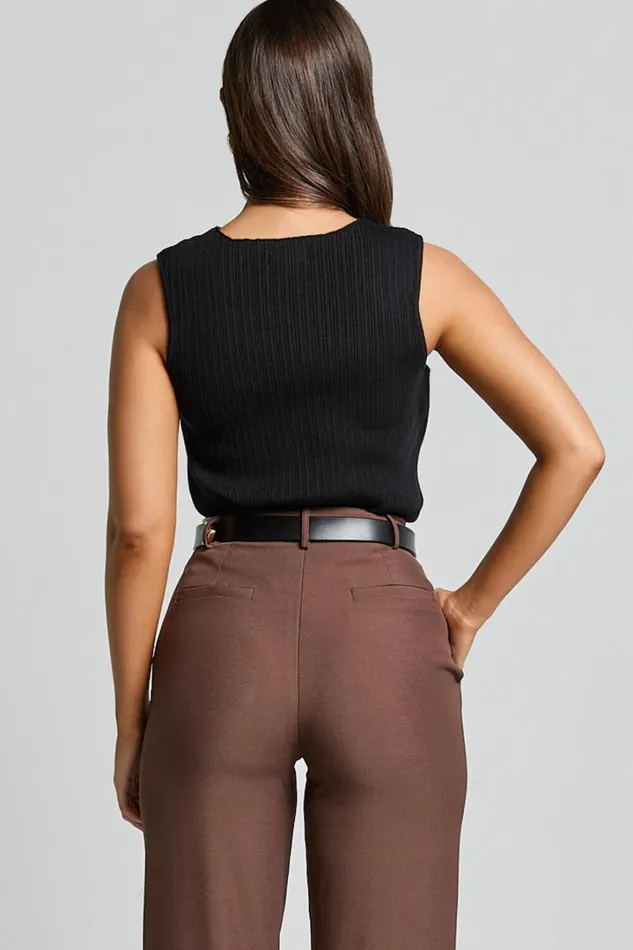 Yelena Top 8211 Cotton Ribbed Sleeveless Tank In Black Women Showpo Conscious