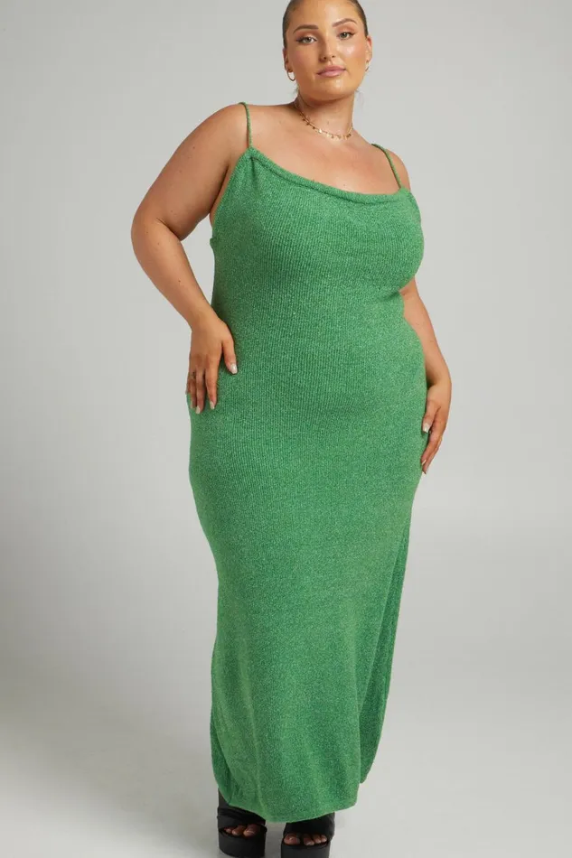 Yurika Midi Dress 8211 Knit Open Back Dress In Green Women Showpo Knitwear