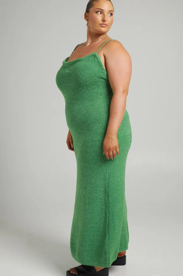 Yurika Midi Dress 8211 Knit Open Back Dress In Green Women Showpo Knitwear