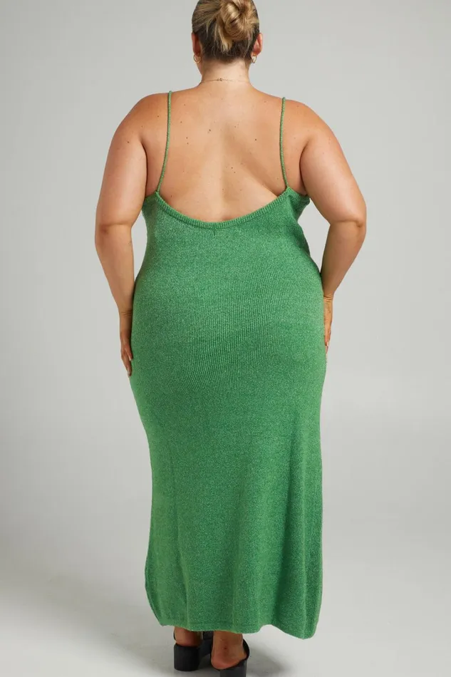 Yurika Midi Dress 8211 Knit Open Back Dress In Green Women Showpo Knitwear
